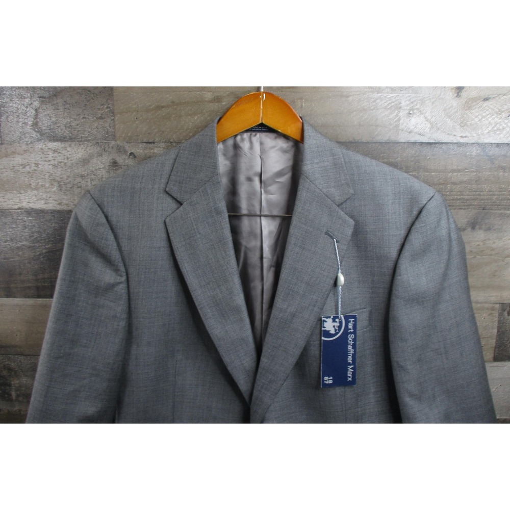 Hart Schaffner Marx Blazer Mens 42R Gray Wool Cashmere 2 Button Made in USA
